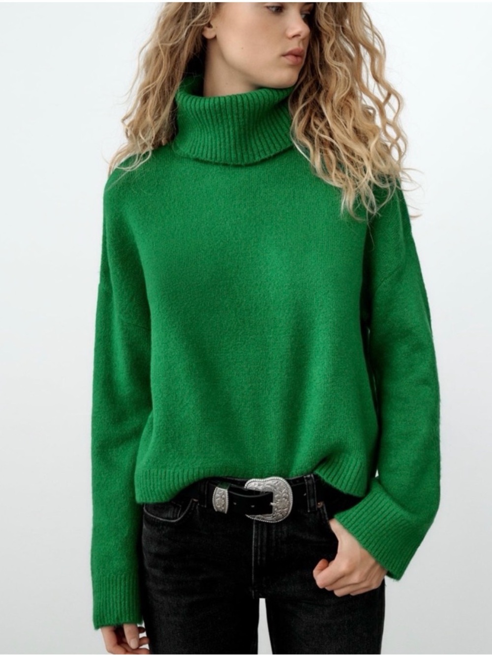 Zara Emerald Green Turtleneck Sweater